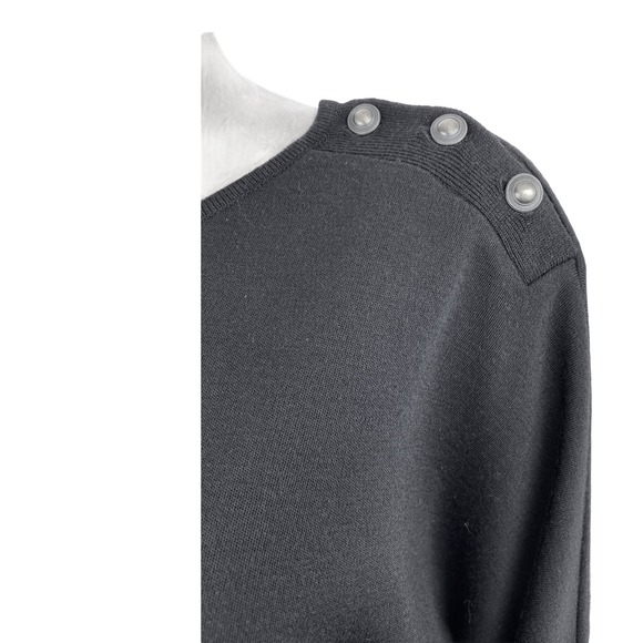 Liz Claiborne Black Shift Dress Sz PM Long Dolman Sleeves Crew Neck Acrylic/Wool - Picture 6 of 7